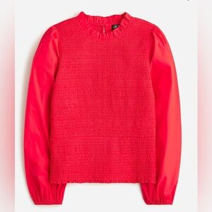 J. Crew Long Sleeved Ruffleneck Smocked Top, Small, NWOT